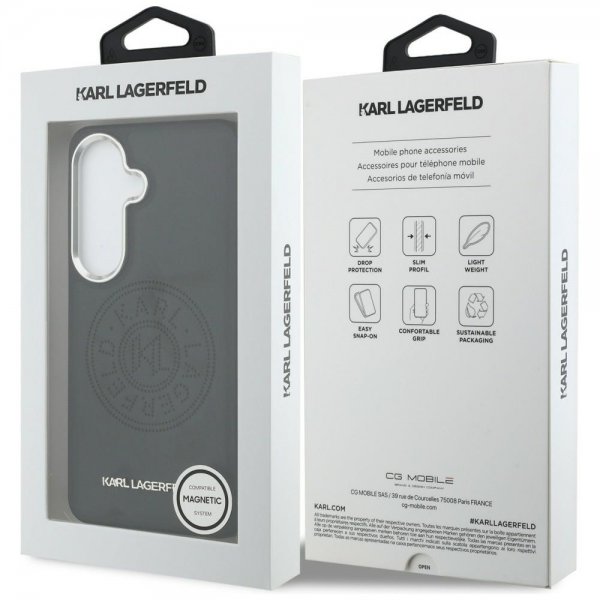 Karl Lagerfeld Samsung Galaxy S26 Plus Cover Perforated Logo MagSafe Sort