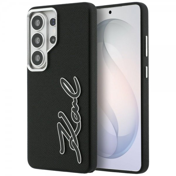 Karl Lagerfeld Samsung Galaxy S26 Ultra Cover Metal Logo Grained Sort