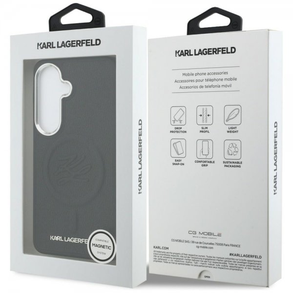 Karl Lagerfeld Samsung Galaxy S26 Plus Cover Præget MagSafe Sort