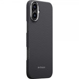 Pitaka iPhone 16 Cover Ultra-Slim Case MagSafe Sort/Grå Twill