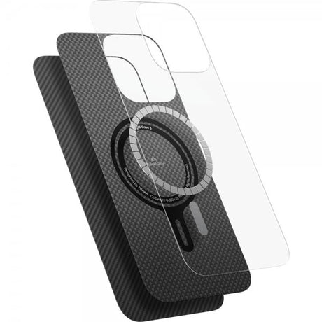 Pitaka iPhone 16 Cover Ultra-Slim Case MagSafe Sort/Grå Twill