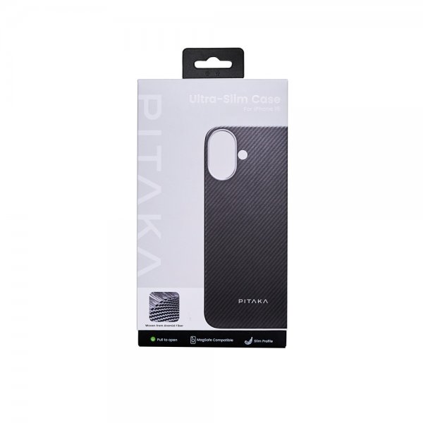 Pitaka iPhone 16 Cover Ultra-Slim Case MagSafe Sort/Grå Twill