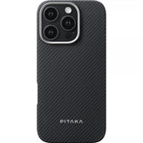 Pitaka iPhone 16 Pro Cover Ultra-Slim Case MagSafe Black/Grey Twill