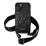 Karl Lagerfeld iPhone 14 Cover Crossbody Strap Sort