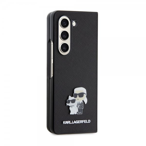 Karl Lagerfeld Samsung Galaxy Z Fold 5 Cover NFT Karl & Choupette Pin Saffiano Sort