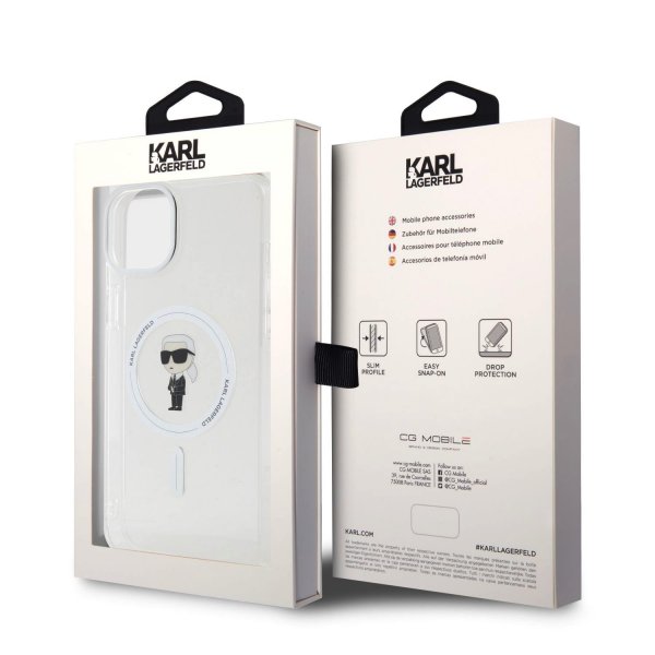 Karl Lagerfeld iPhone 15 Cover Ikonik MagSafe Transparent