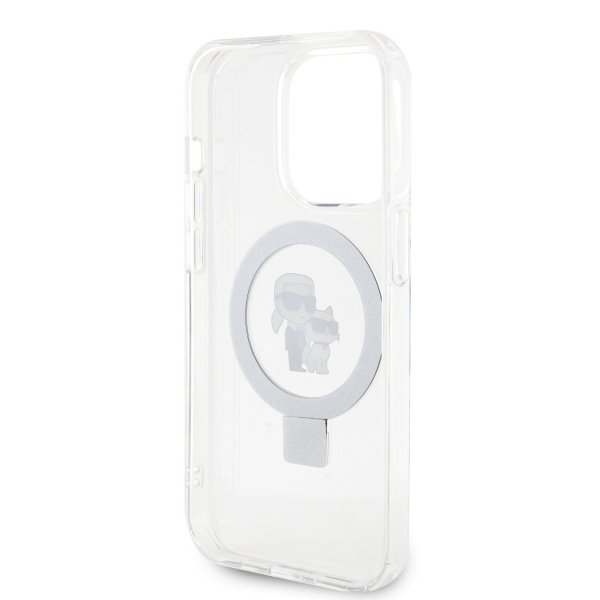 Karl Lagerfeld iPhone 15 Cover Ring Stand MagSafe Hvid