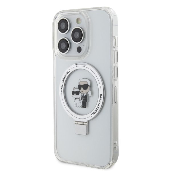Karl Lagerfeld iPhone 15 Cover Ring Stand MagSafe Hvid