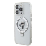 Karl Lagerfeld iPhone 15 Cover Ring Stand MagSafe Hvid