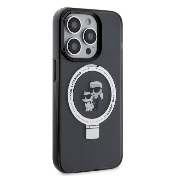 Karl Lagerfeld iPhone 15 Cover Ring Stand MagSafe Sort