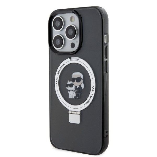 Karl Lagerfeld iPhone 15 Cover Ring Stand MagSafe Sort