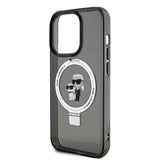 Karl Lagerfeld iPhone 15 Cover Ring Stand MagSafe Sort