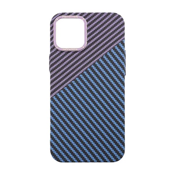 iPhone 12 Pro Max Cover Kulfibermønster Blå Lilla