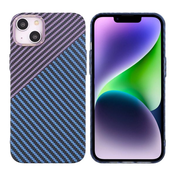 iPhone 13 Cover Kulfibermønster Blå Lilla
