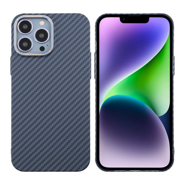 iPhone 13 Pro Max Cover Kulfibermønster Blå