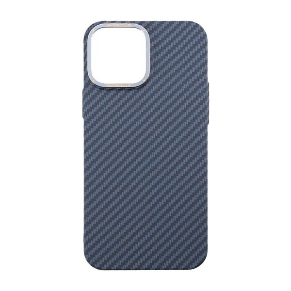 iPhone 13 Pro Max Cover Kulfibermønster Blå