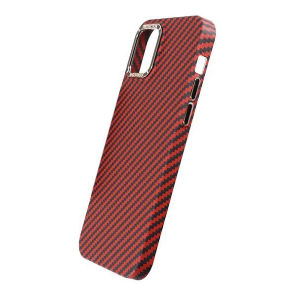 iPhone 13 Pro Cover Kulfibermønster Rød