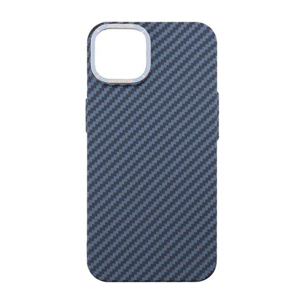iPhone 14 Cover Kulfibermønster Blå
