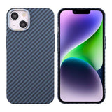 iPhone 14 Cover Kulfibermønster Blå