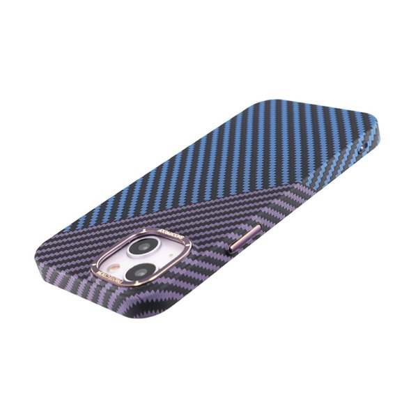 iPhone 14 Cover Kulfibermønster Blå Lilla