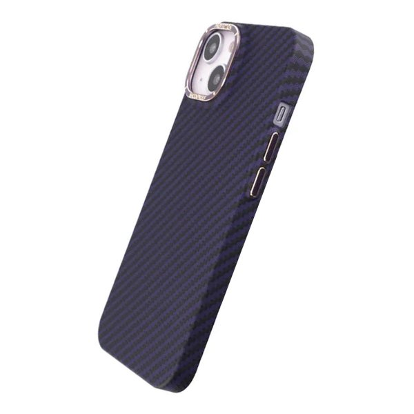 iPhone 14 Cover Kulfibermønster Lilla