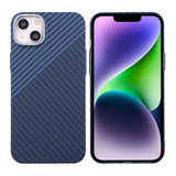 iPhone 14 Plus Cover Kulfibermønster Blå Grå