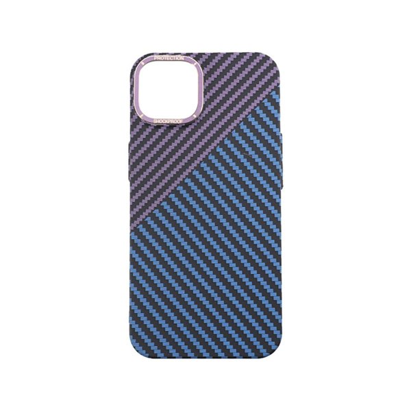 iPhone 14 Plus Cover Kulfibermønster Blå Lilla