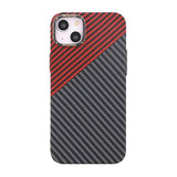 iPhone 14 Plus Cover Kulfibermønster Rød Sort