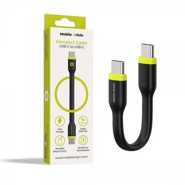 Mobile Origin Kompakt USB-C Kabel 10 cm Sort