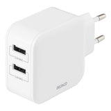 Deltaco Oplader 24W 2xUSB-A Hvid
