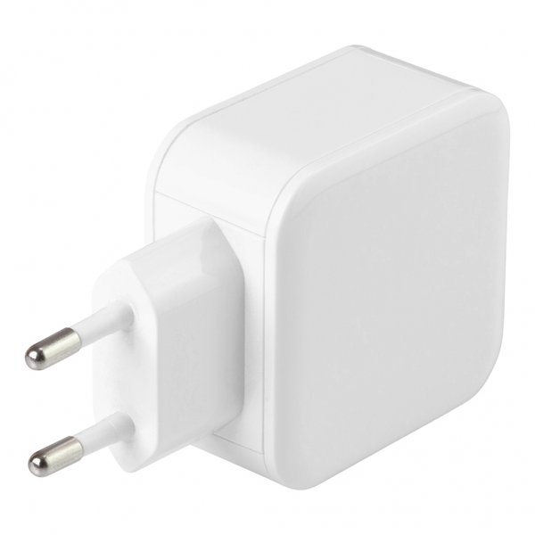 Deltaco Oplader 24W 2xUSB-A Hvid