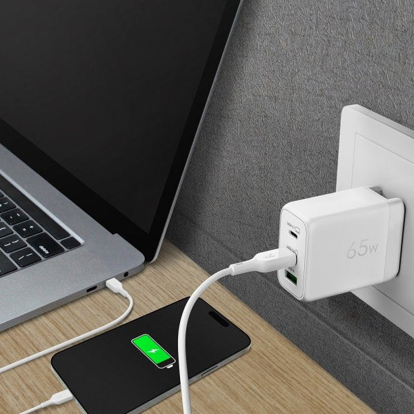 GP-oplader GaN PD 65W 2xUSB-C + 1xUSB-A