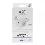 X2O Oplader med Kabel 1.2m 20W USB-C GaN Hvid