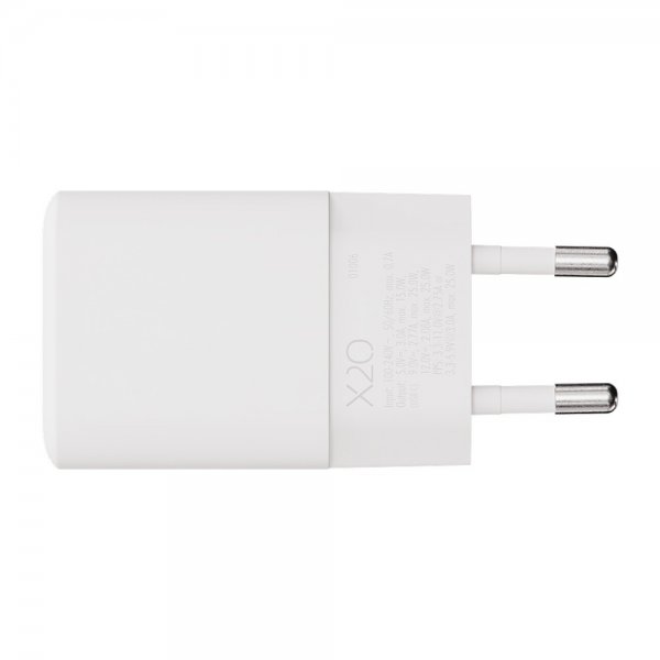 X2O Oplader med Kabel 1.2m 25W USB-C GaN Hvid