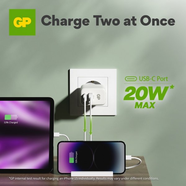 GP Oplader PD 20W USB-A + USB-C