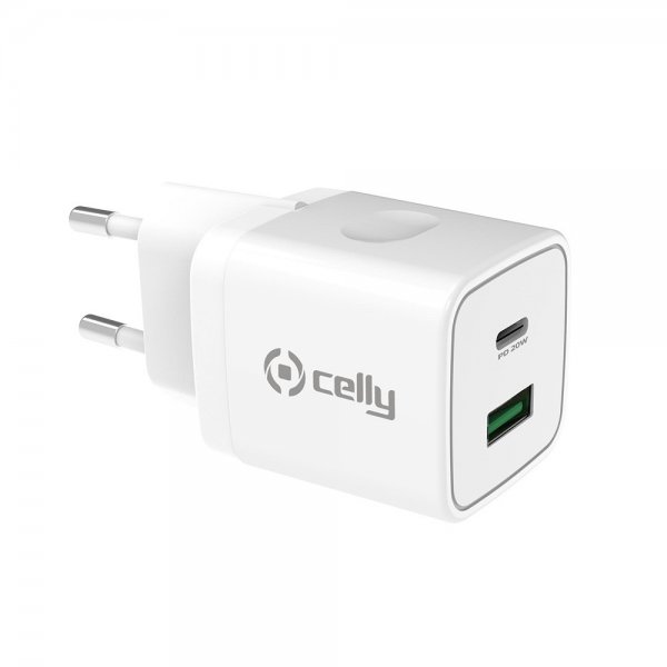 Celly Oplader USB-A/USB-C 20W Hvid
