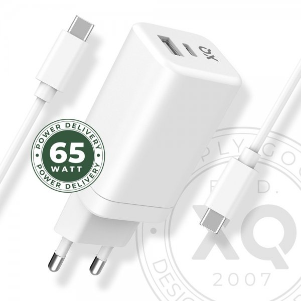 Xqisit oplader vægoplader 65W GaN USB-C PD/USB-A