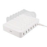 Deltaco Ladestation 50W 6xUSB-A Hvid