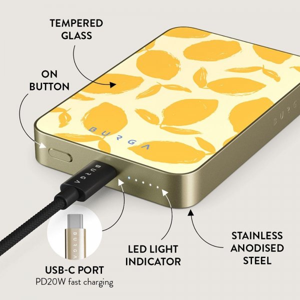 Burga Powerbank MagSafe 5000 mAh Lemon Tart Guld