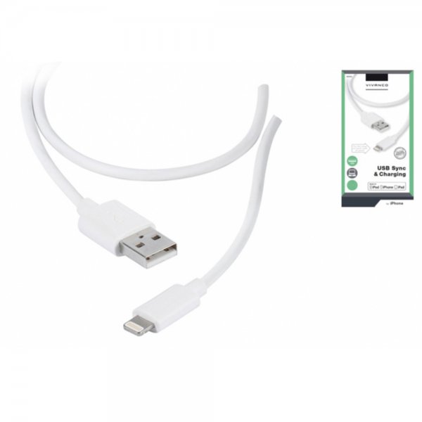 Vivanco Lightning til USB-kabel 1,2 meter Hvid