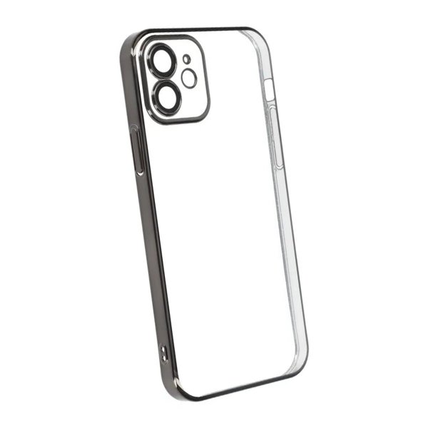 iPhone 12 Cover Glitter Transparent Stødsikkert Sort