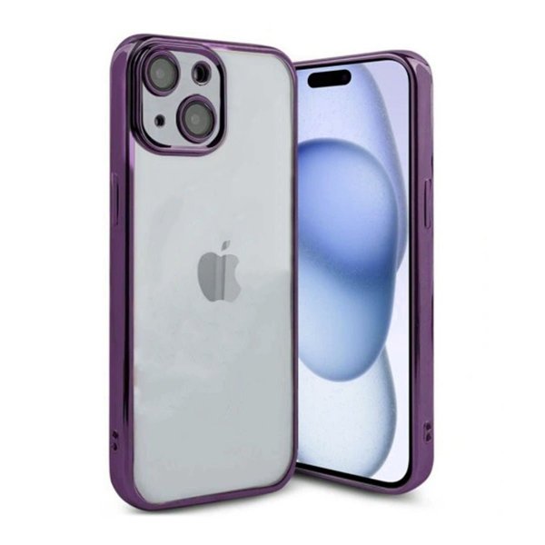 iPhone 15 Cover Glitter Transparent Stødsikkert Lilla