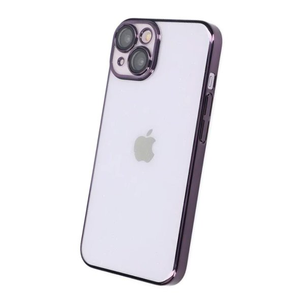 iPhone 15 Cover Glitter Transparent Stødsikkert Lilla