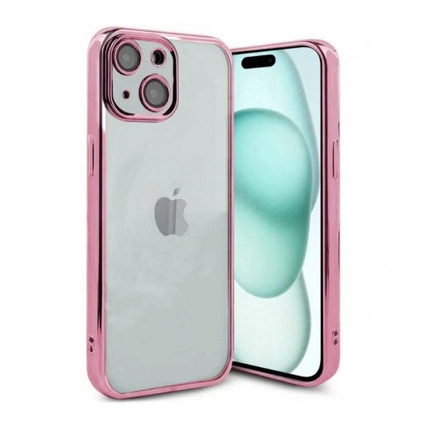 iPhone 15 Cover Glitter Gennemsigtigt Stødsikkert Lyserødt