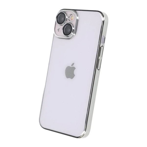 iPhone 15 Cover Glitter Transparent Stødsikkert Sølv