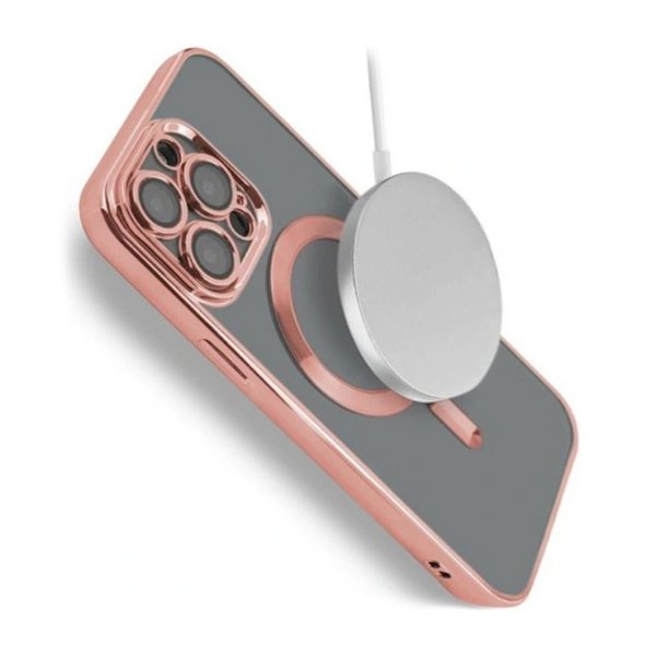 iPhone 12 Pro Cover Glitter Transparent MagSafe Rosa
