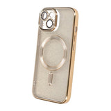 iPhone 13 Cover Glitter Transparent MagSafe Guld