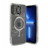 iPhone 13 Pro Max Cover Glitter Transparent MagSafe Silver
