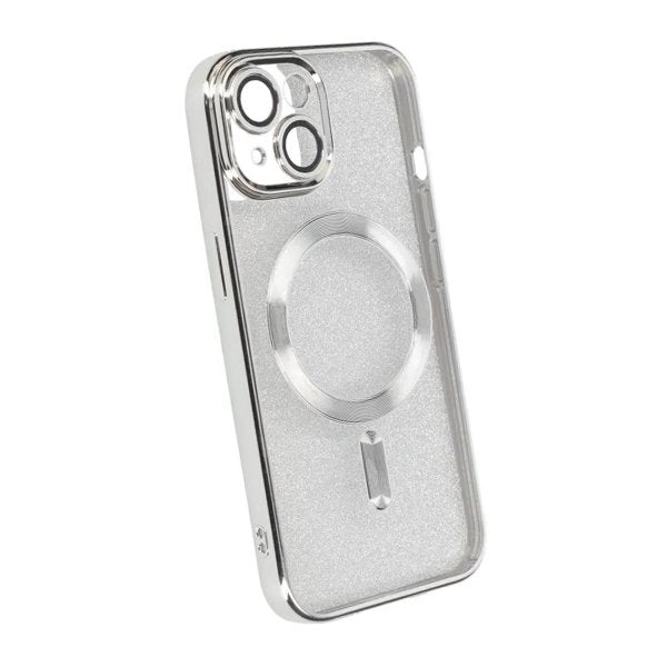 iPhone 13 Cover Glitter Transparent MagSafe Sølv