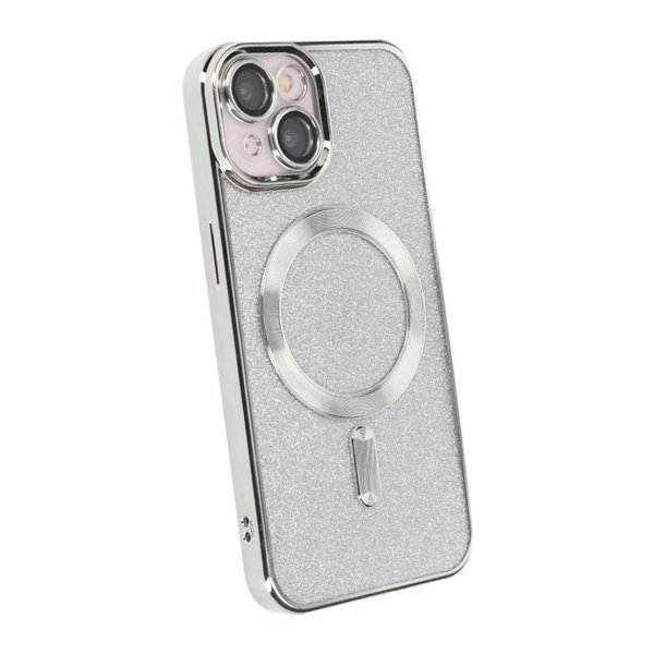 iPhone 13 Cover Glitter Transparent MagSafe Sølv